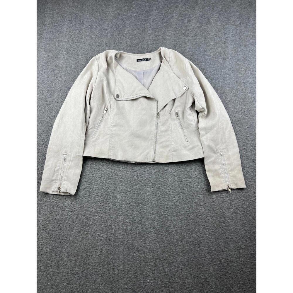Boohoo Women's Suede Jacket Beige Size Medium